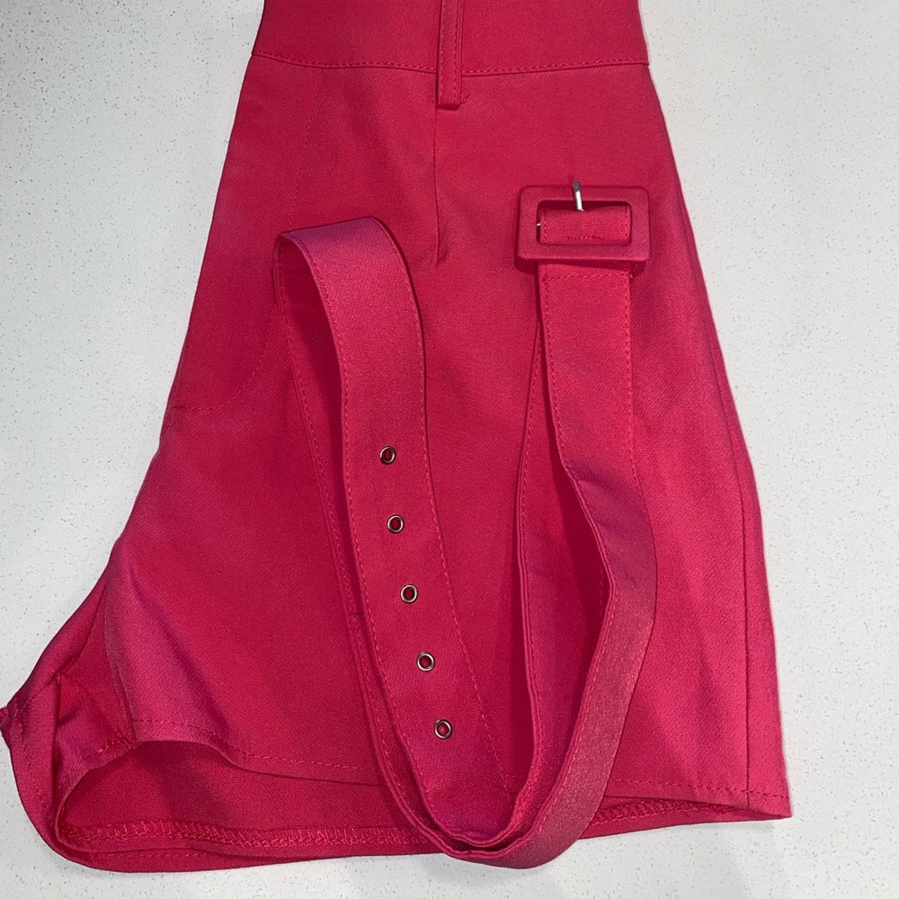 Hot pink Missguided high waisted shorts